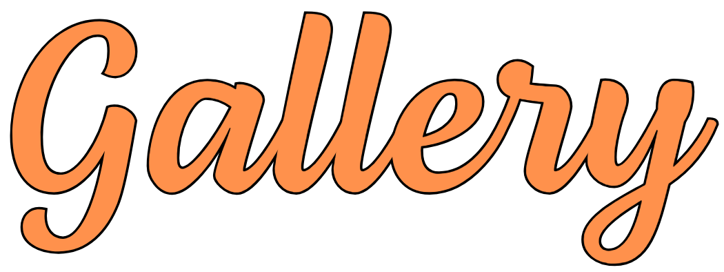 The word 'Gallery' written in large, cursive, peach-colored font against a black background.
