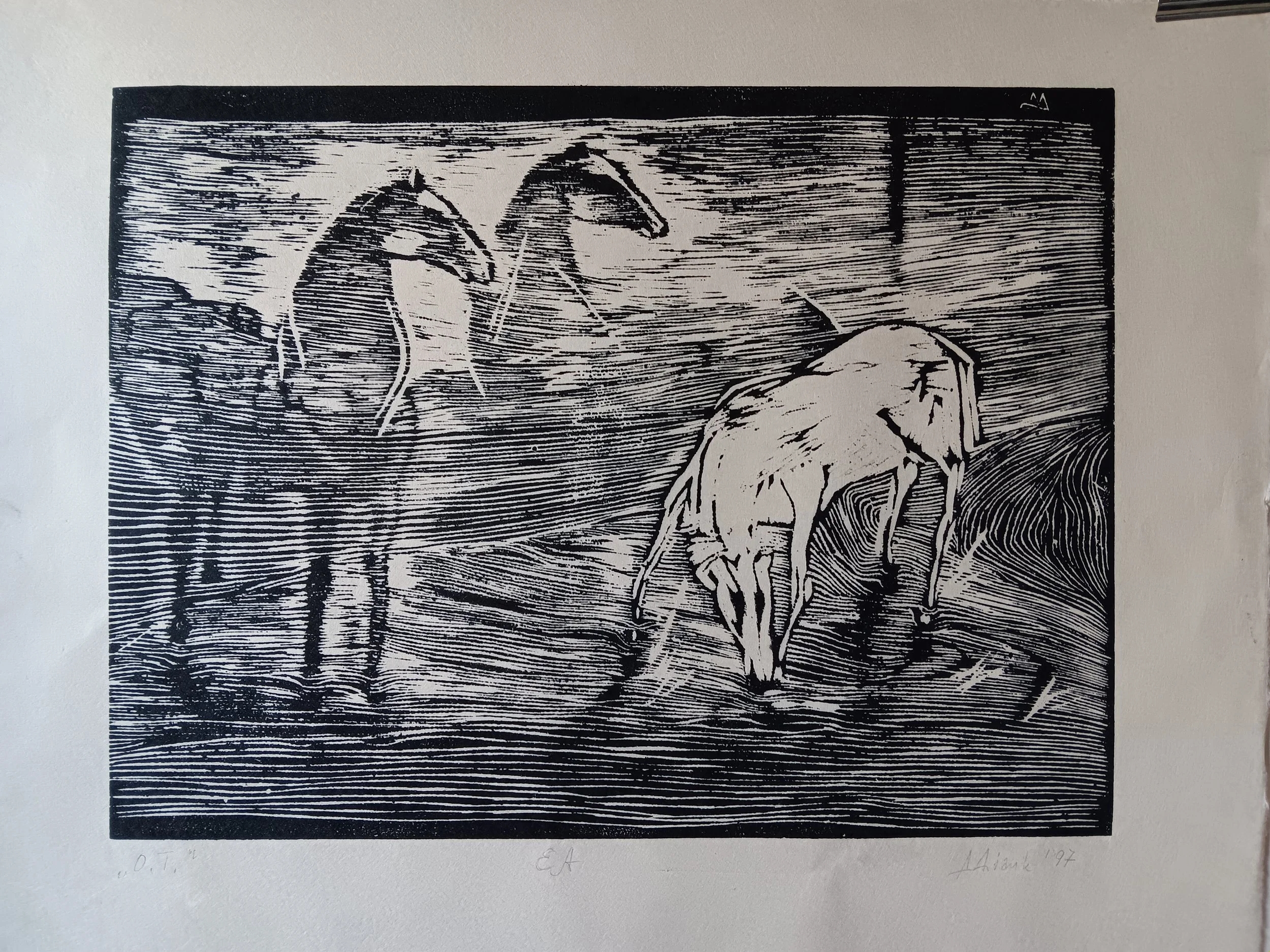 O.T. -  Xylographie Handabzug auf Kitakata Awagami-Papier