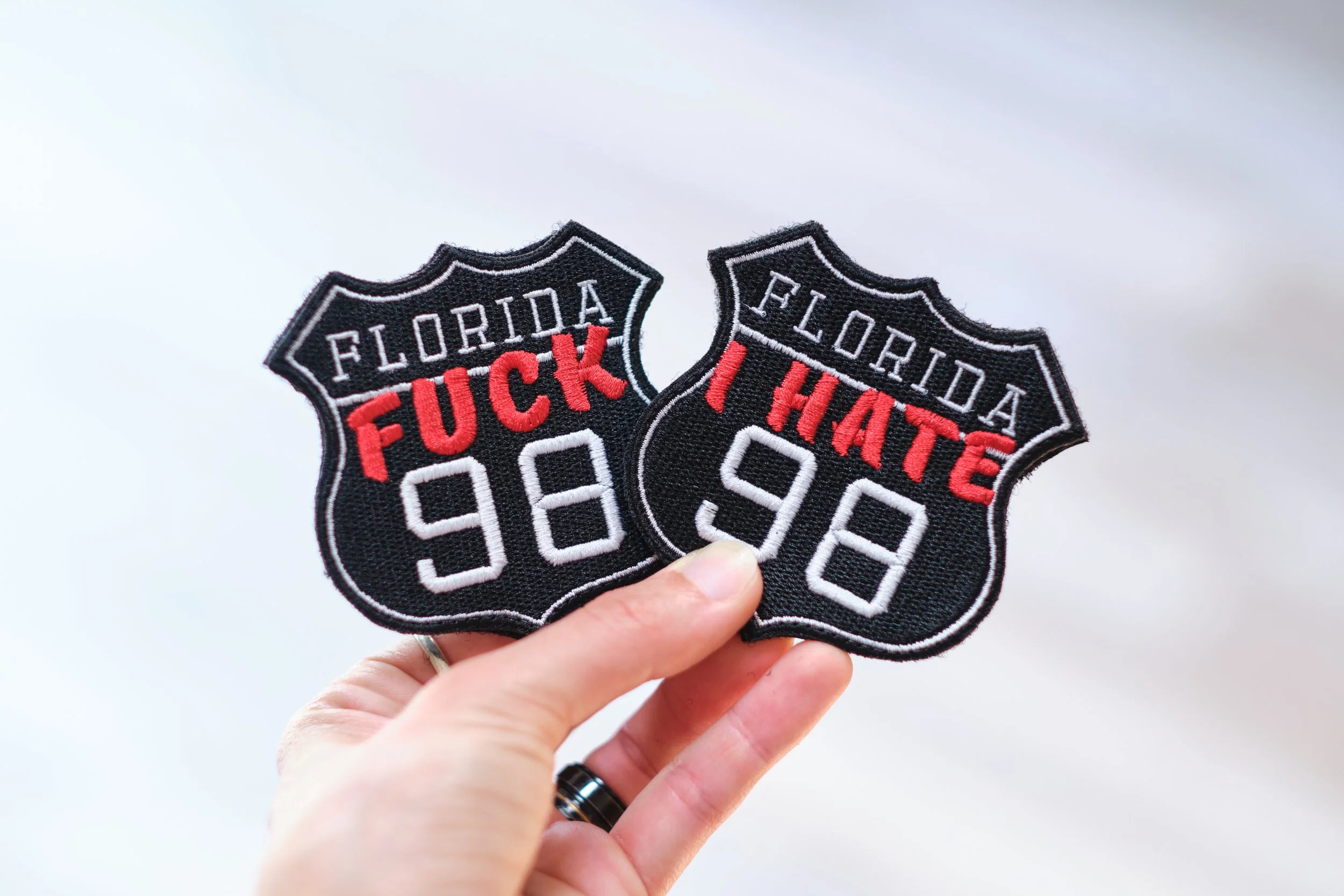 I Hate 98 | Fuck 98 Stitched Florida Highway Sign Velcro Patch