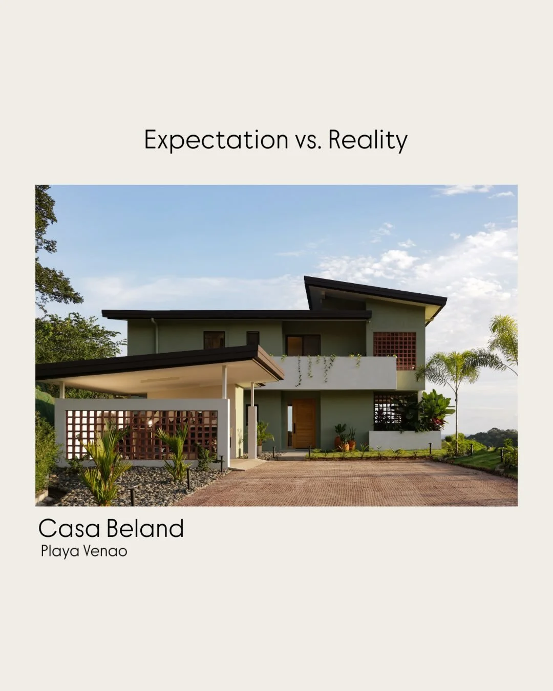 Casa Beland &mdash; Expectation vs. Reality 

Renders help us define proportions, light and materials. They allow us to visualize the direction of your project and make thoughtful decisions before anything is built. 

But once your dream home is fini