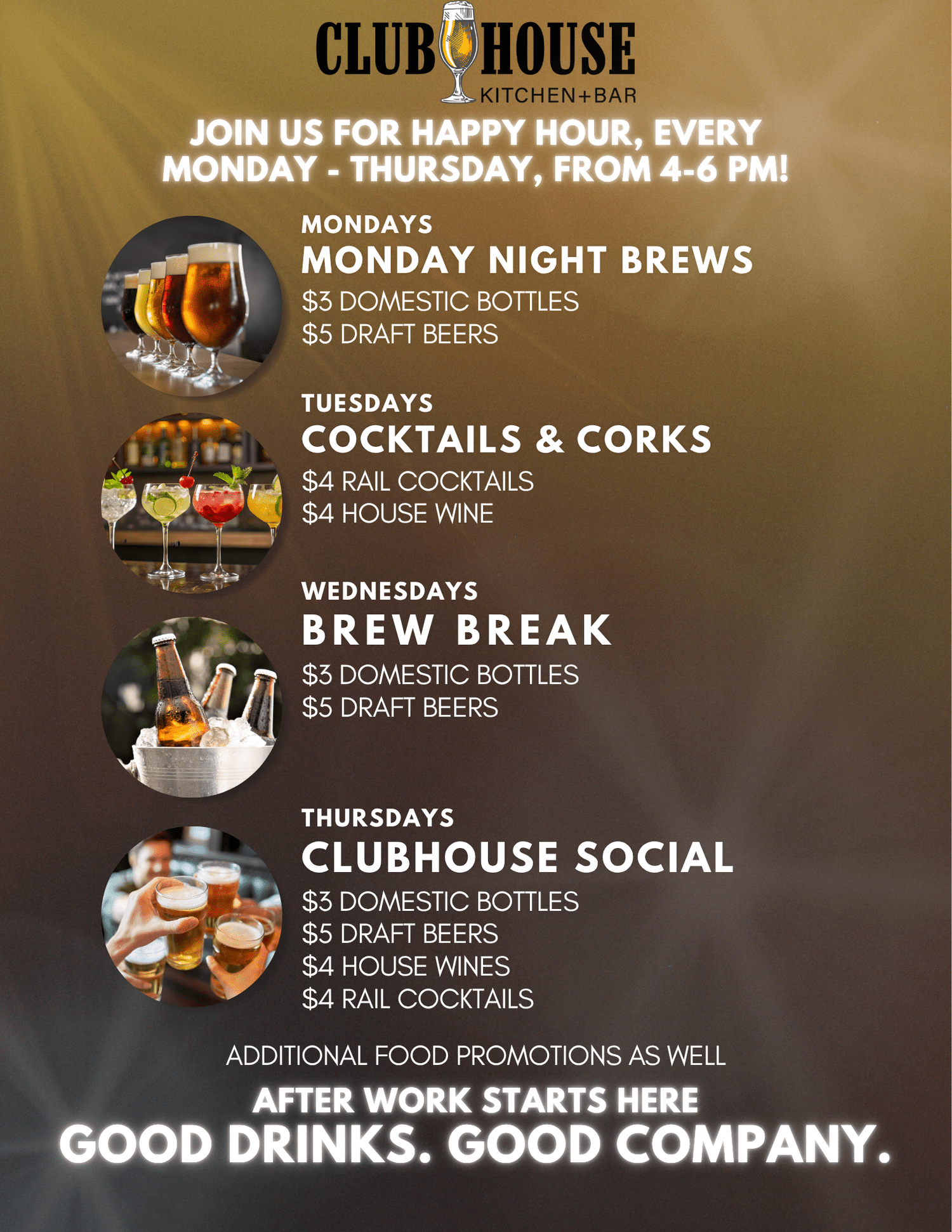 Happy Hour in Appleton WI | Clubhouse Kitchen & Bar Specials ...