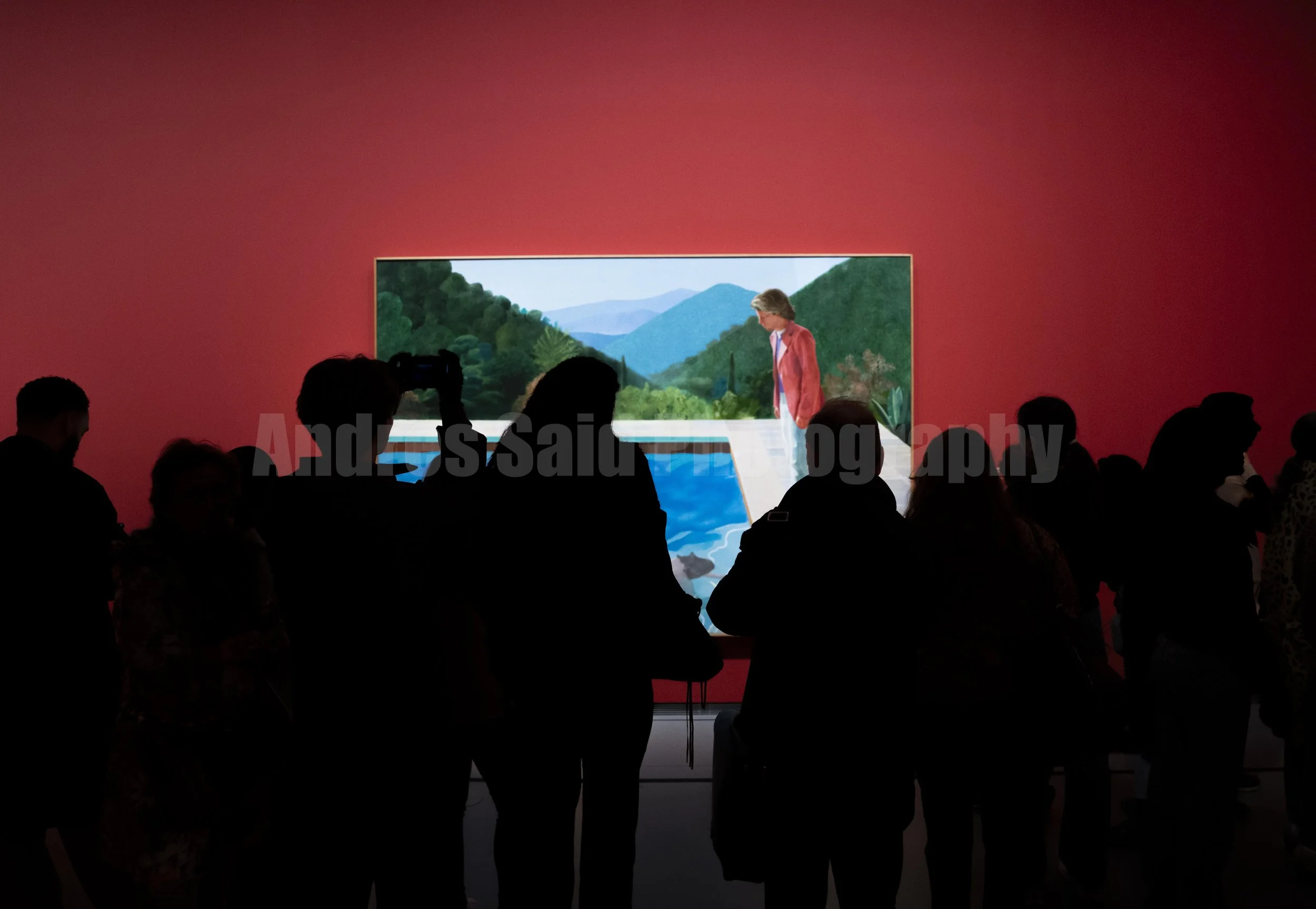 The photo that started it all.
When I took this picture, I didn’t know it would become one of my favorites. Looking at it, I can almost feel myself standing there, in front of Portrait of an Artist (Pool with Two Figures),  one of Hockney’s most icon