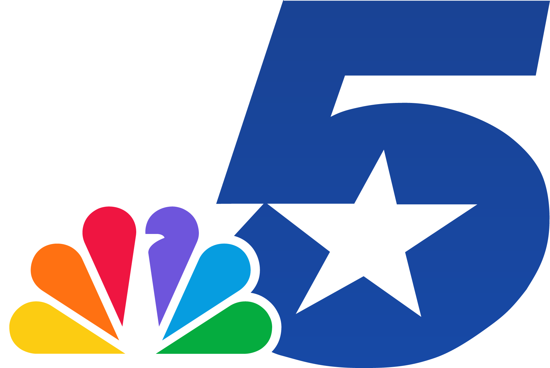 NBC 5 logo with rainbow-colored peacock and bold blue number 5 within a star