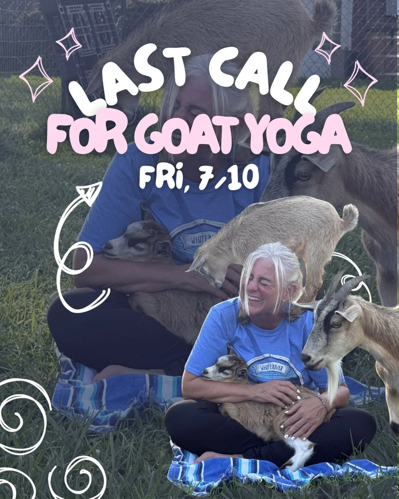 🐐✨ One last chance to experience the magic of goat yoga with us! 

If you&rsquo;ve been meaning to come or you&rsquo;ve been waiting for the &ldquo;right&rdquo; time&hellip;this is it! Join us Friday, July 10 for our final goat yoga class of the sea