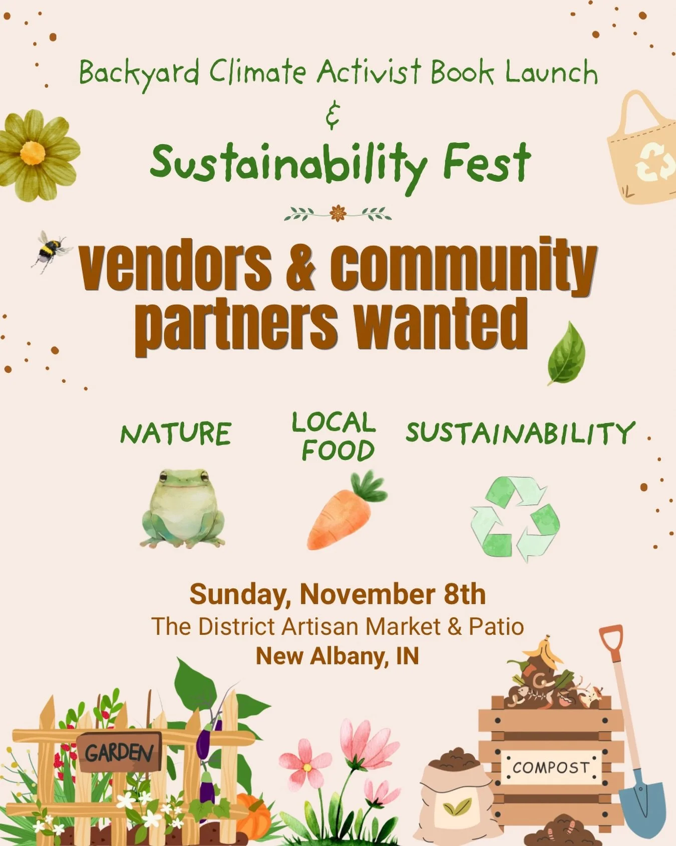 Who wants to join me in creating a day centered around community, Mother Nature, local food, sustainable living, and the launch of my book, Backyard Climate Activist: Healing the Planet from Home? 

I&rsquo;m looking for a few more like-minded local 
