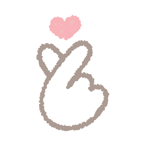 A hand finger heart symbol with a small pink heart above it on a black background.