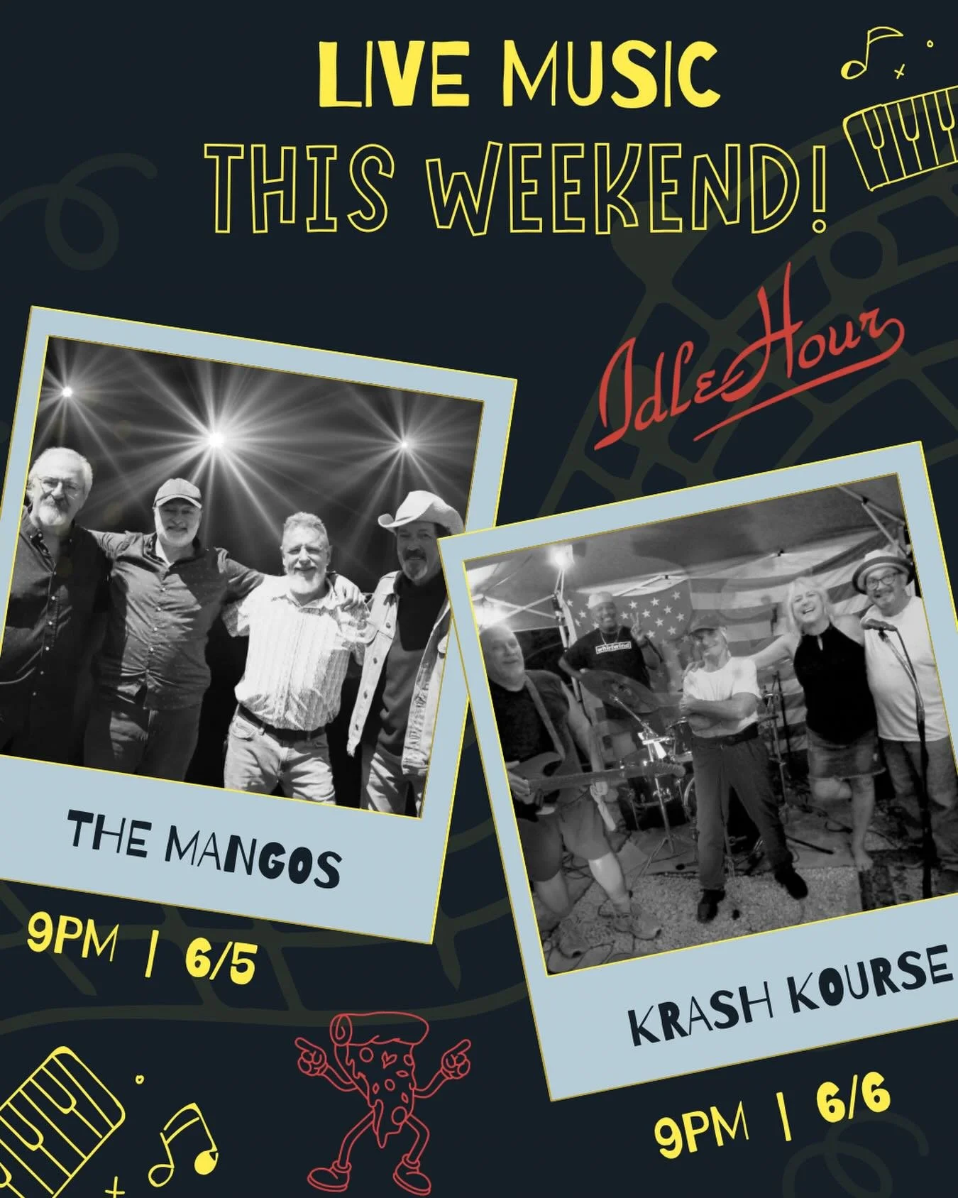 No backyard? No boat? No problem.

🍍 The Mangos tonight at 9PM
⚡ Krash Kourse Saturday at 9PM

Good food. Good drinks. Good people.

See you this weekend at IH. 🍻