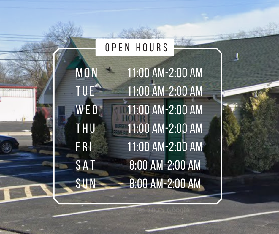 Sign displaying restaurant open hours from Monday to Sunday.