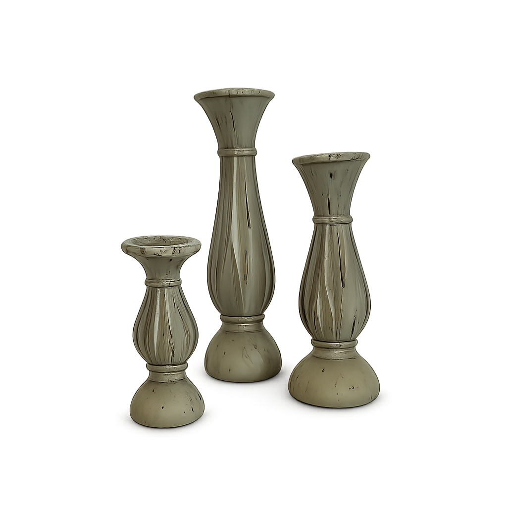 Rustic Candlestick Holders - Set of 3