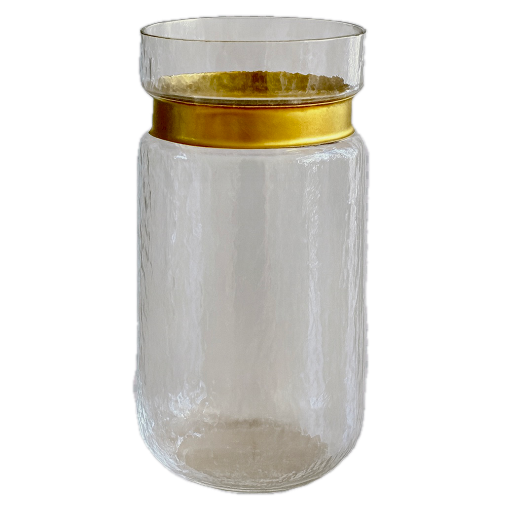 Hammered Glass with Gold Rim Vase