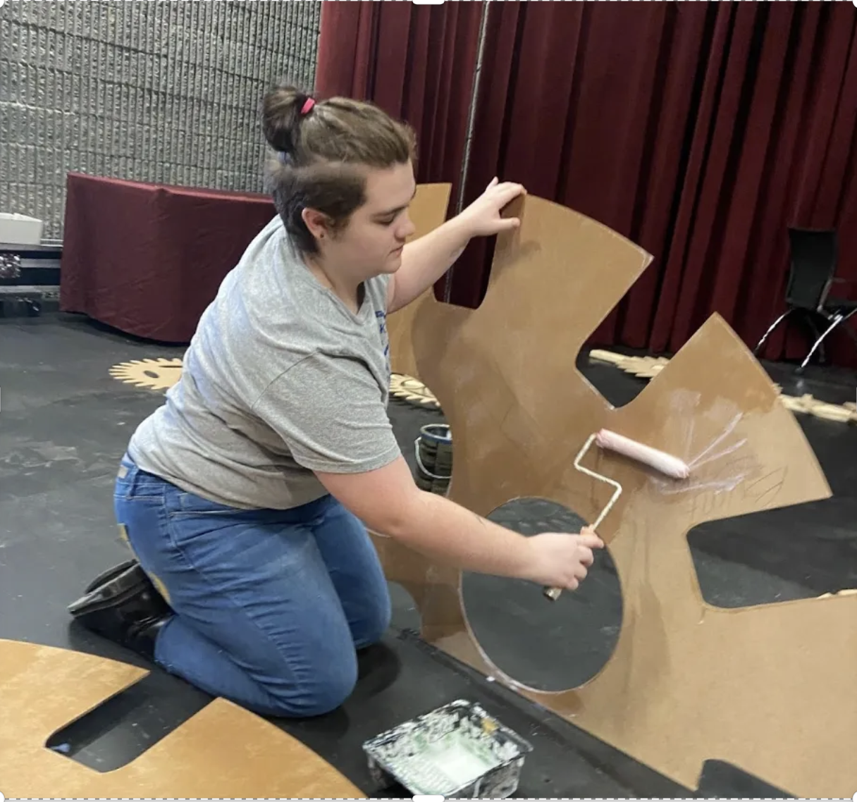 Here i am painting a clear coat onto the gears before we fully painted them for Cinderella