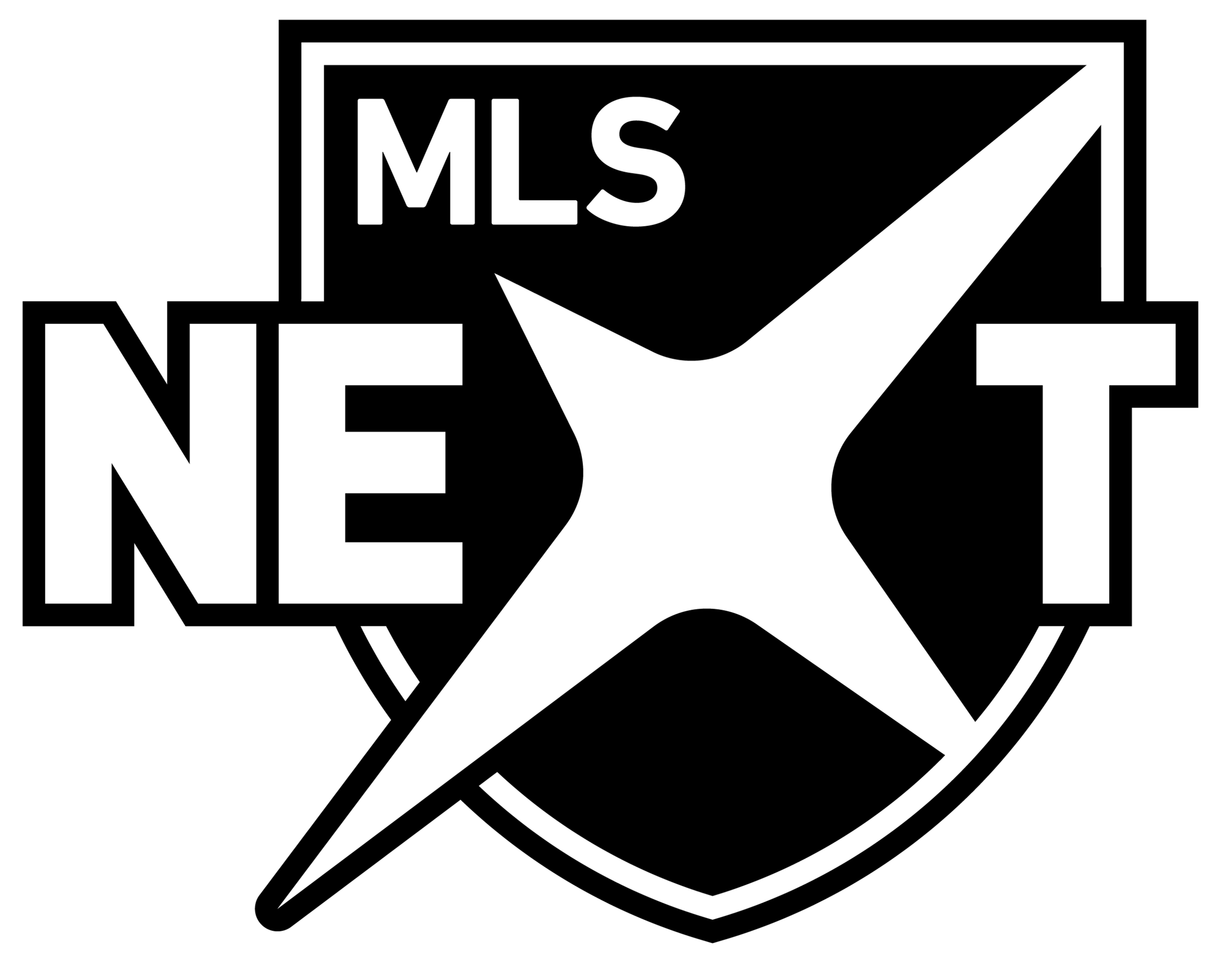 Black and white logo with the words 'MLS', 'NEXT', and a star with a check mark inside.