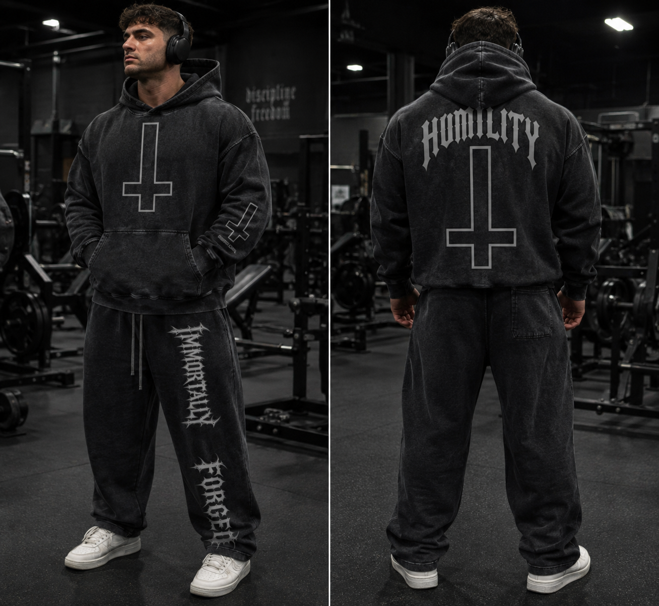 Snow Washed Loose Cotton Hoodie (HUMILITY)
