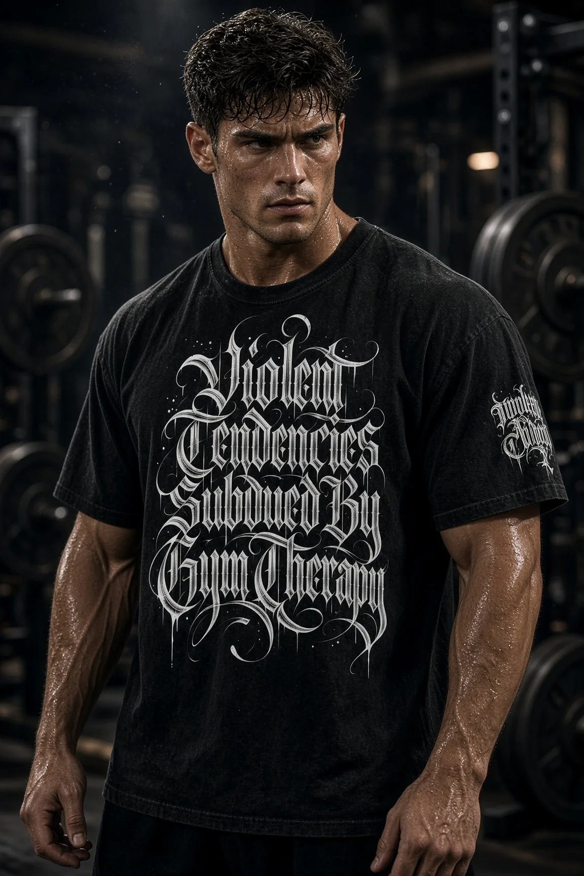 Snow Washed Oversized Cotton T-Shirt (GYM THERAPY)