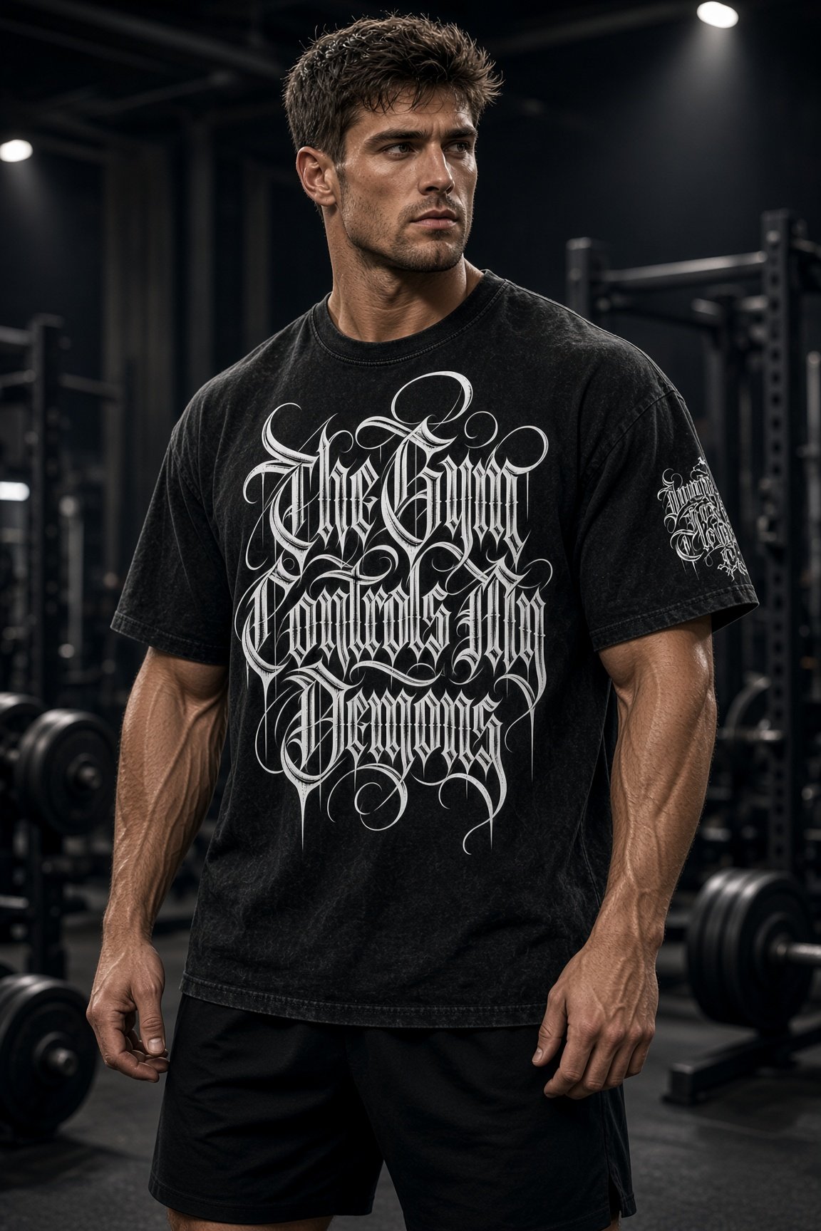 Snow Washed Oversized Cotton T-Shirt (GYM THERAPY)