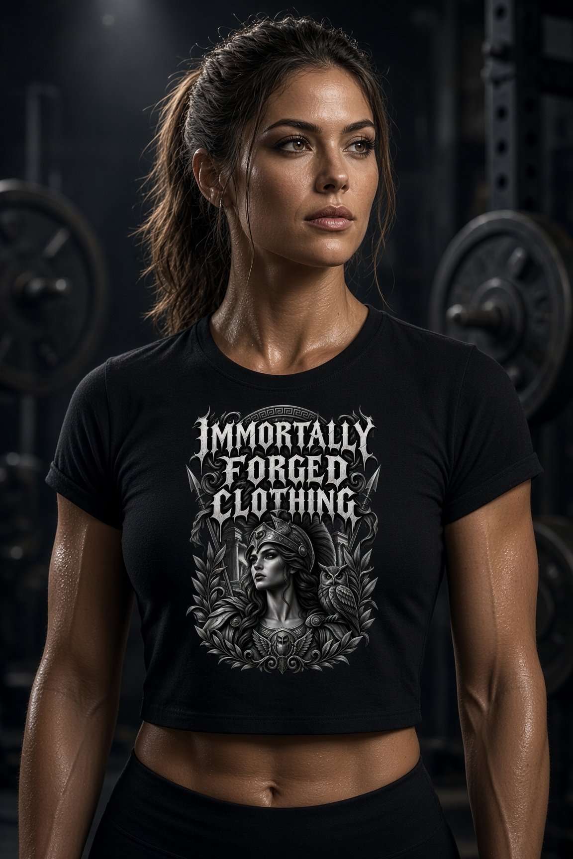 Women's Slim Crop T-Shirt (I shall)