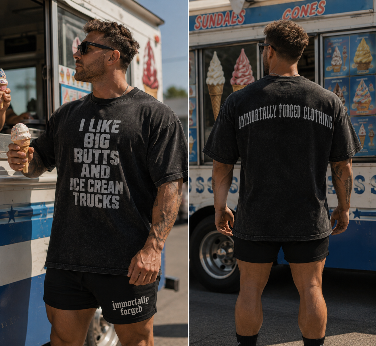 Snow Washed Oversized Cotton T-Shirt (I LIKE BIG BUTTS)