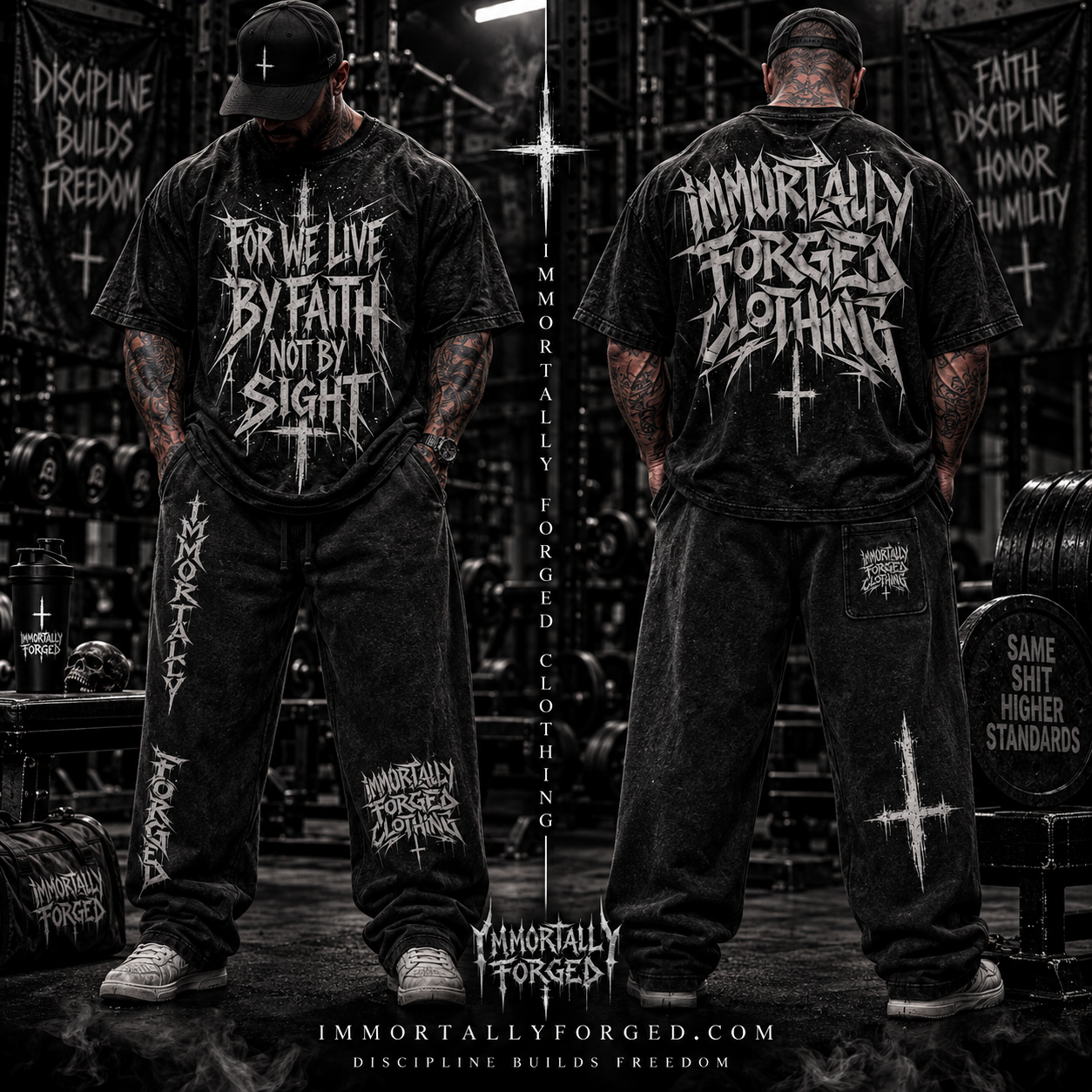 Snow Washed Oversized Cotton T-Shirt (LIVE BY FAITH)