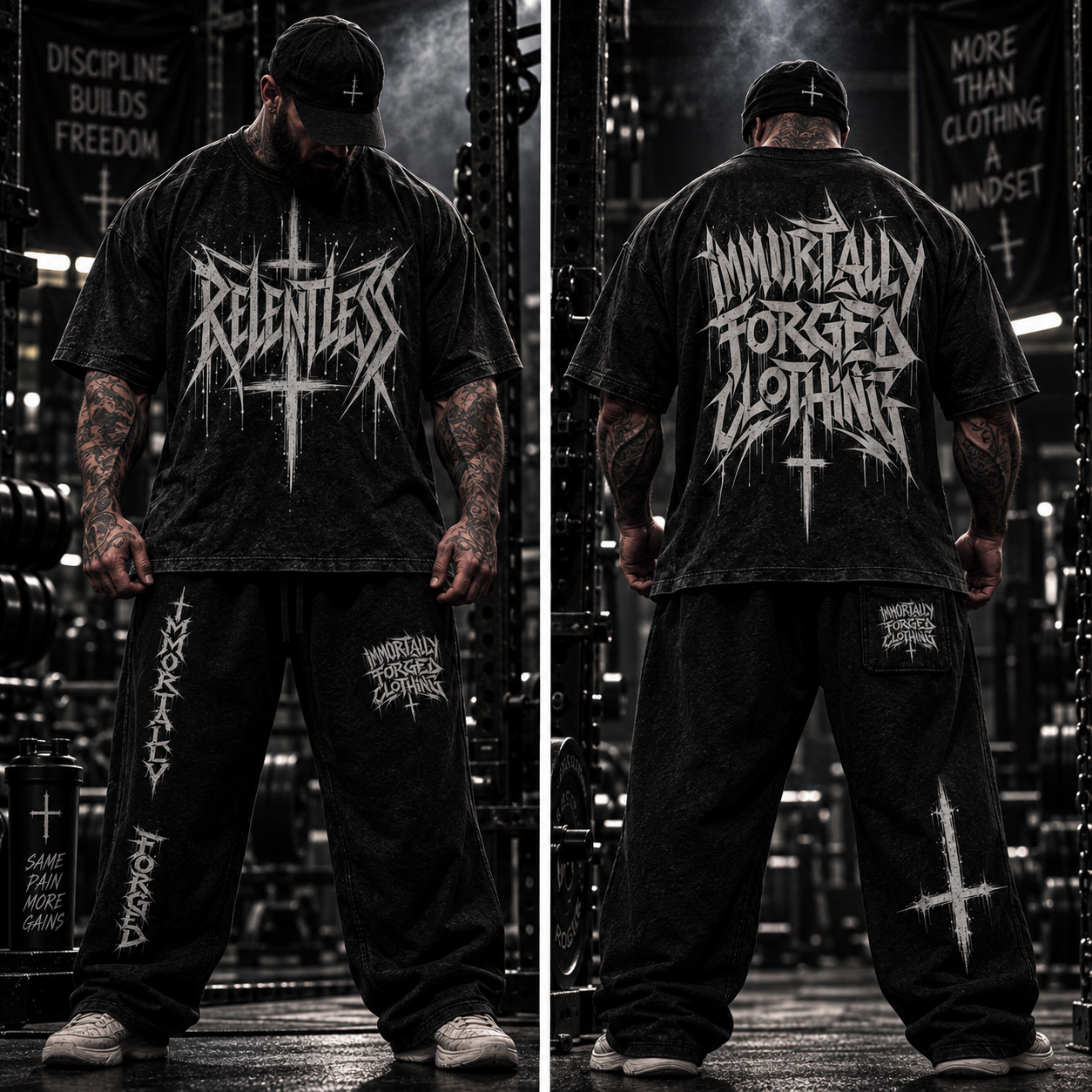 Snow Washed Oversized Cotton T-Shirt (RELENTLESS)