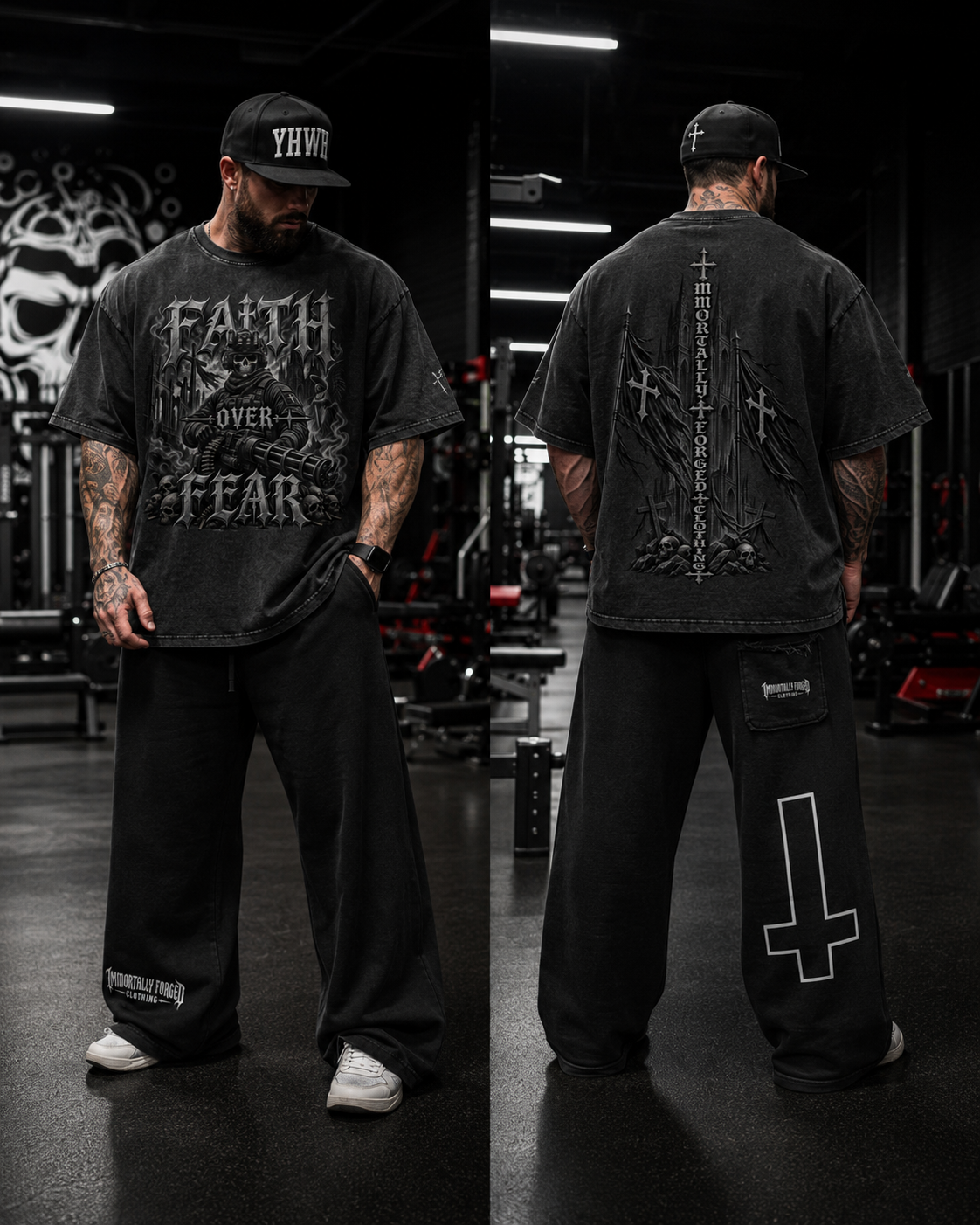Snow Washed Oversized Cotton T-Shirt (FAITH OVER FEAR)