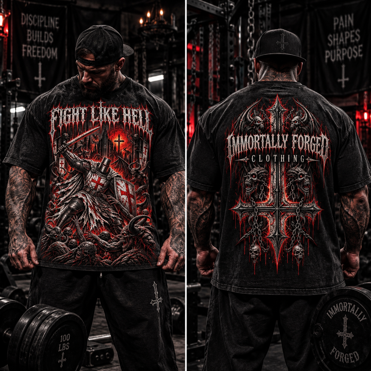 Snow Washed Heavyweight Oversize T-Shirt (fight like hell)