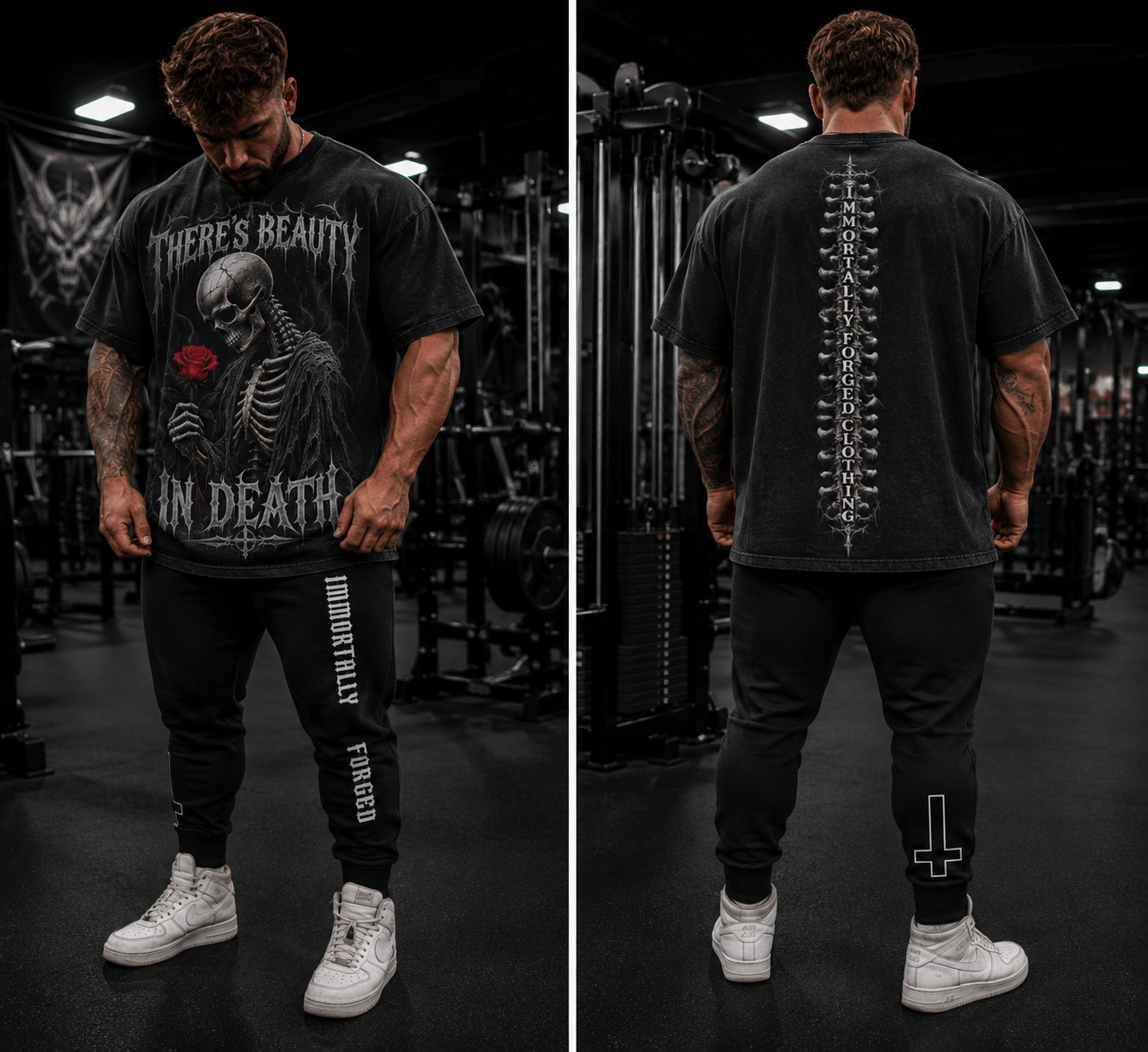 Snow Washed Oversized Cotton T-Shirt (DEATH BEAUTY)