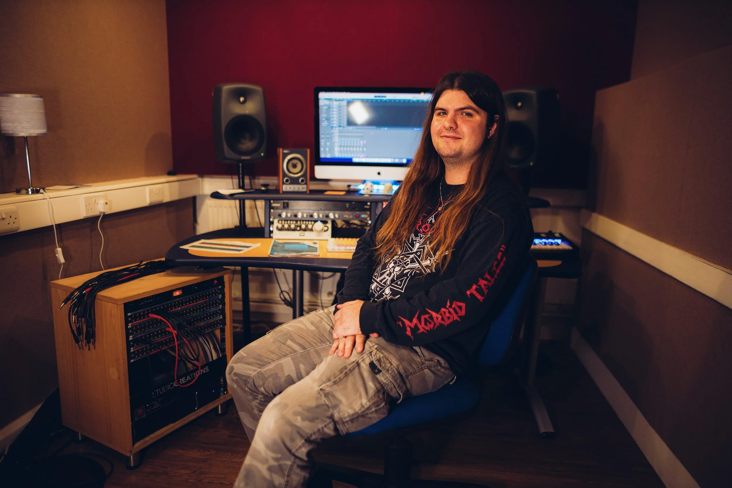 Ben sat in a small recording studio