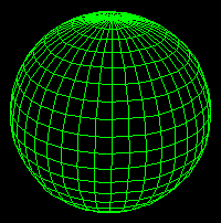 Green glowing wireframe globe on a black background