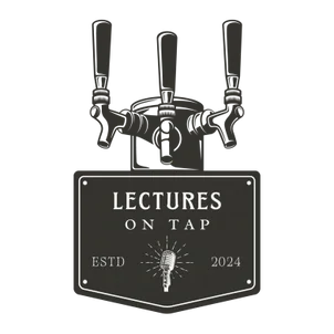 A sign that reads 'Lectures on Tap' with a lamp illustration, and the text 'ESTD 2024'.