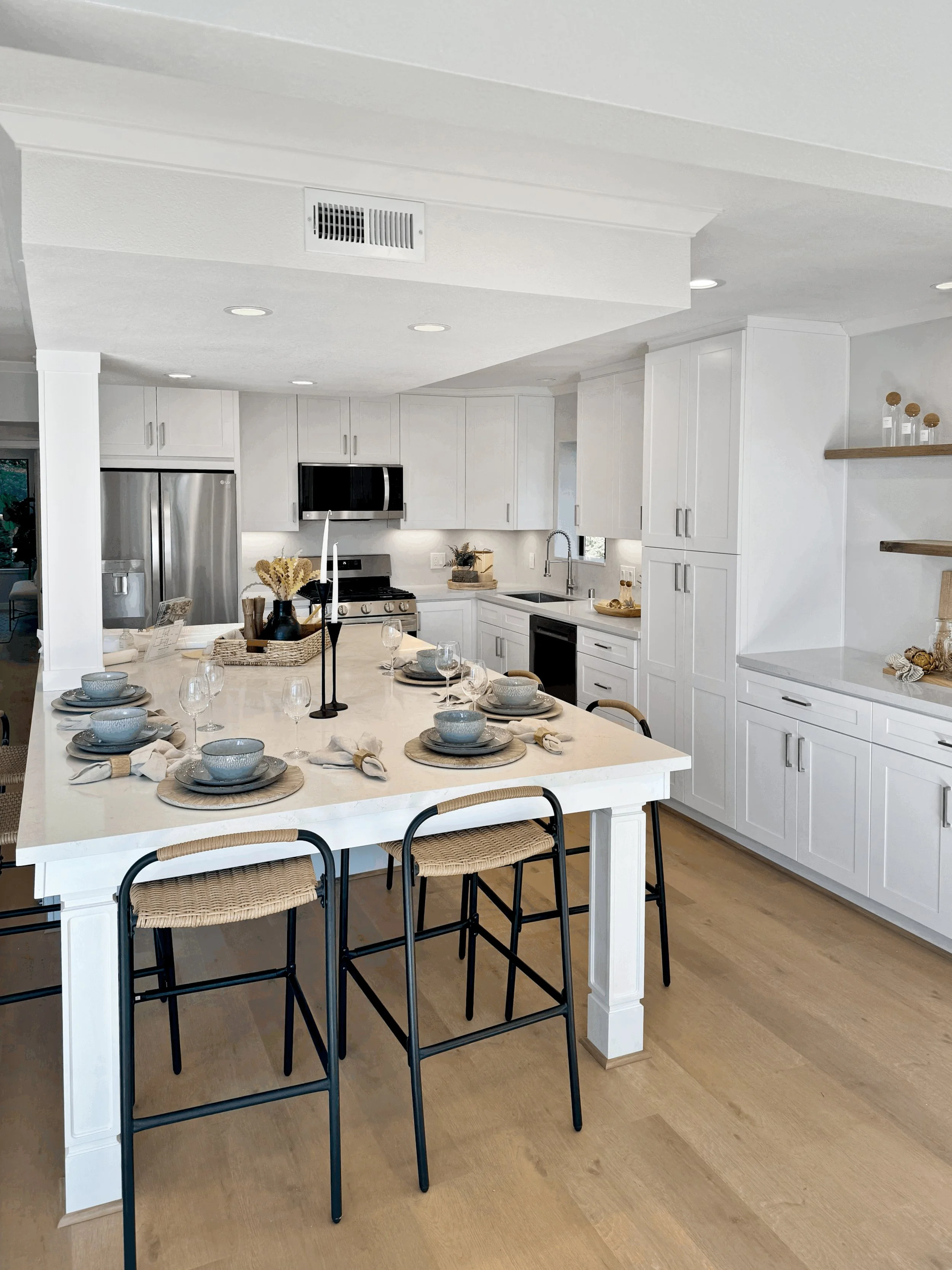 White Kitchen Remodel with a Large Island in Sunnyvale