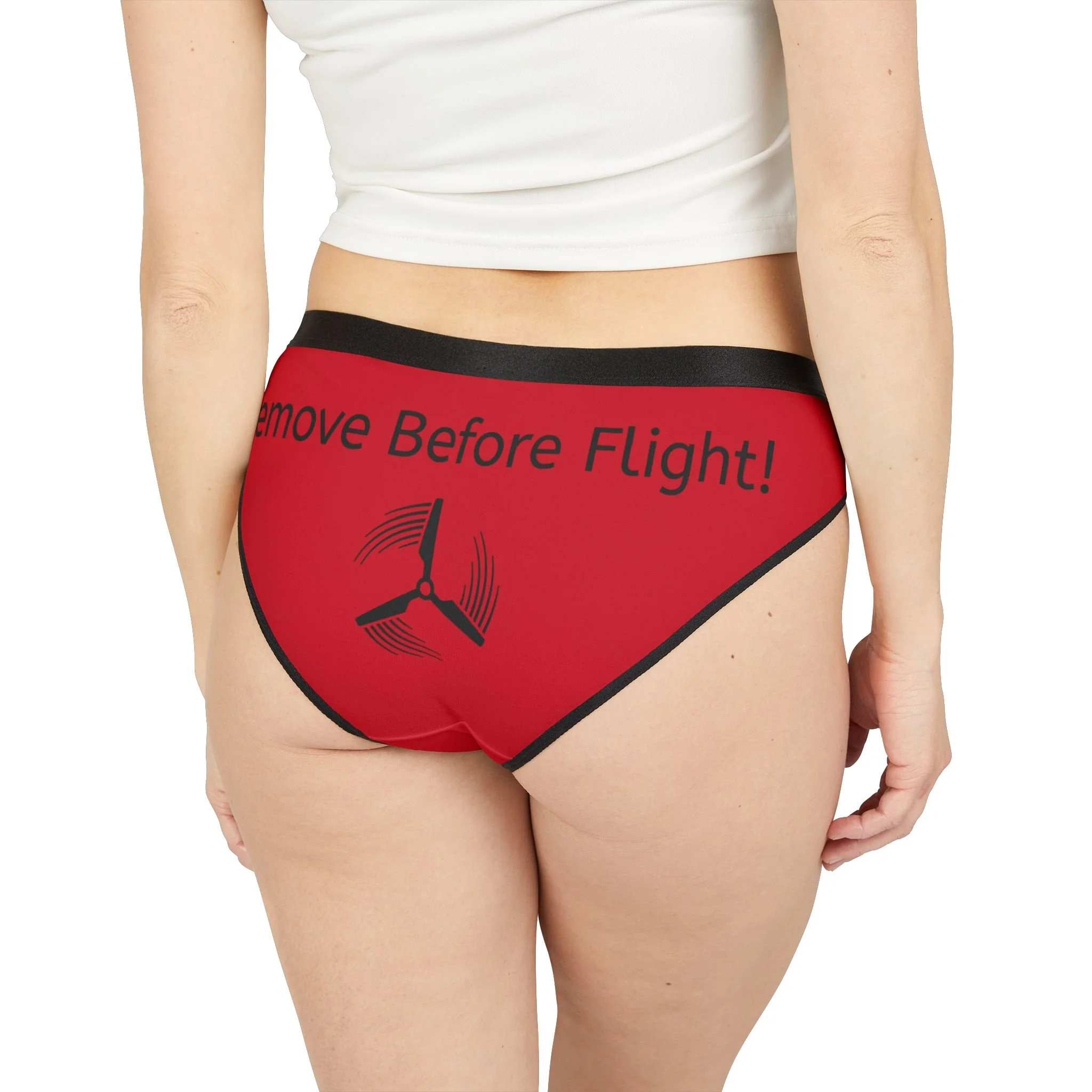 Women's Bikini Underwear — 'Remove Before Flight' Red Novelty Panties