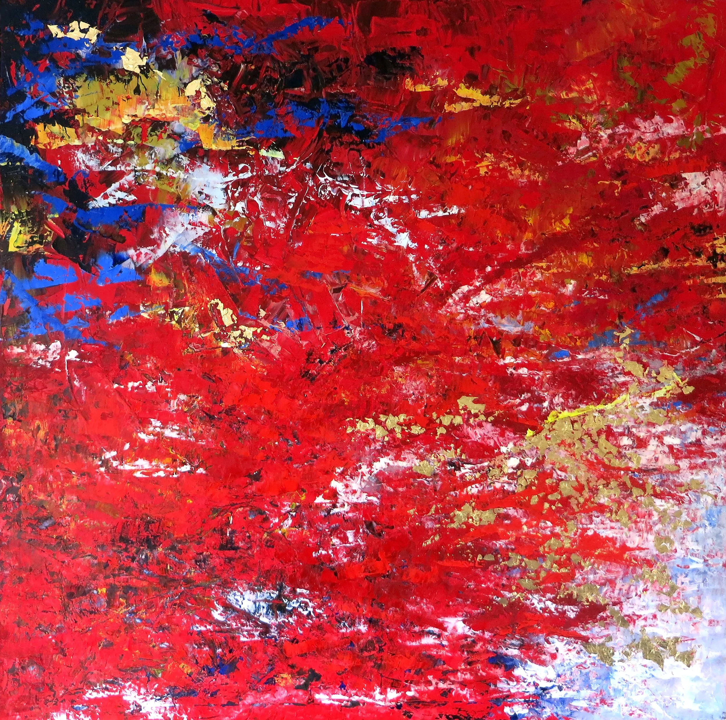 It's Fine (It's Not) / Transitions in Red, 100 x 100 cm