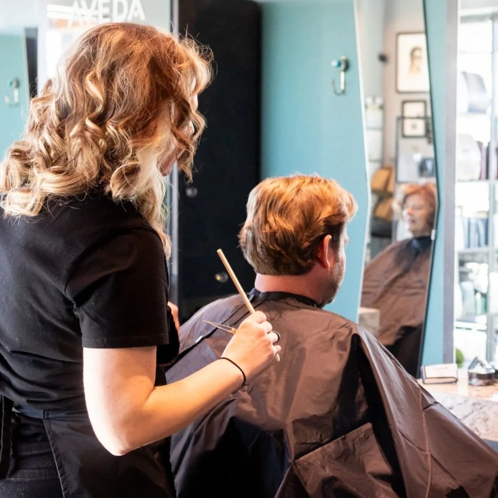 man getting a haircut