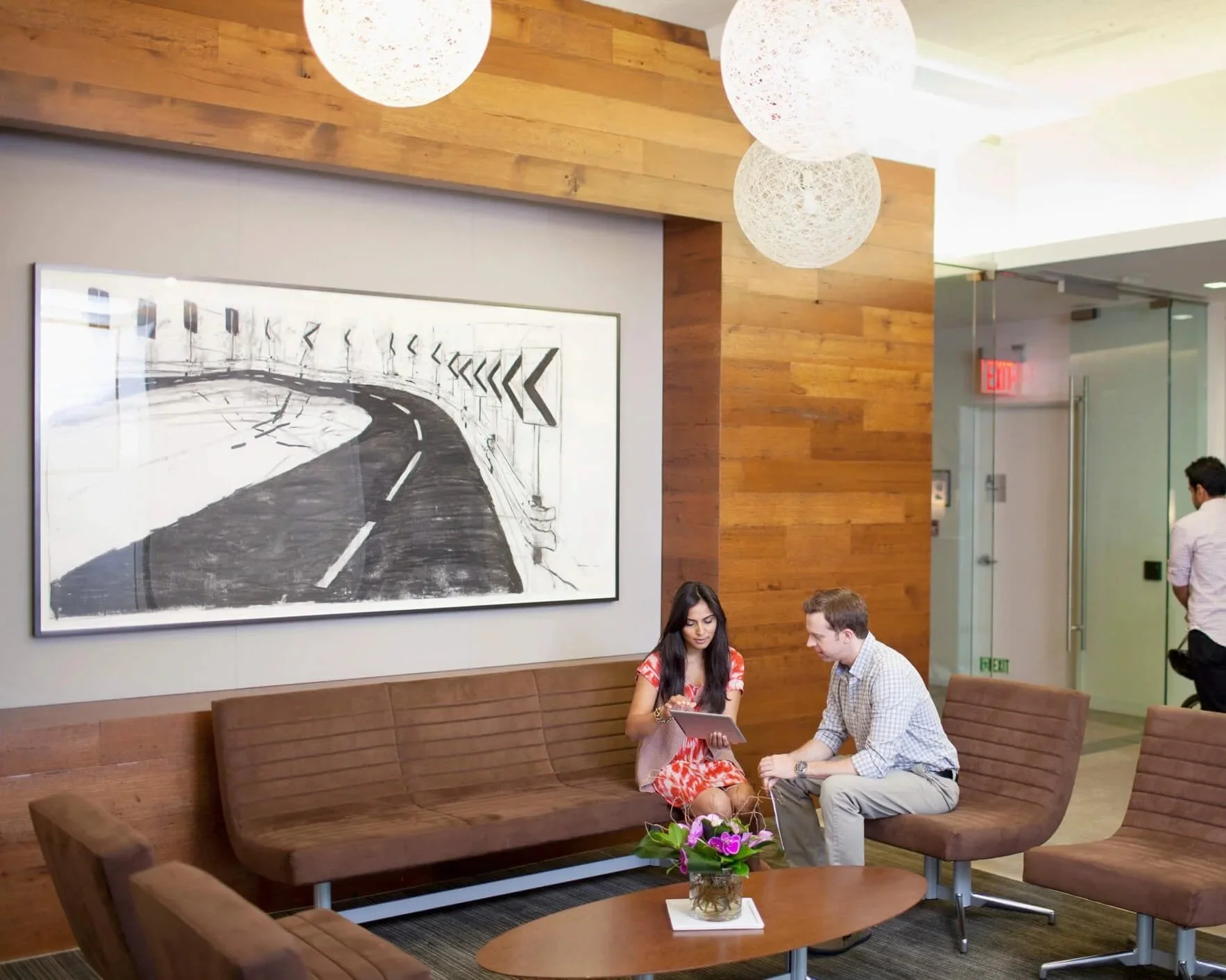 It may be an ordinary lobby, but the right choice of art can change a space from bland to bold, enlivening and animating the space and opening opportunities for interaction.