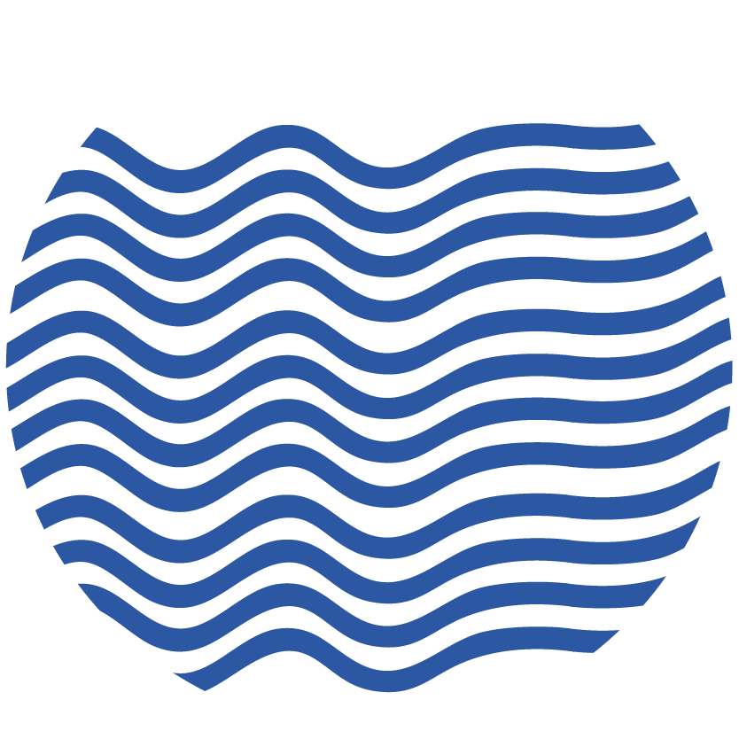 Blue wavy lines forming a circular shape on a black background