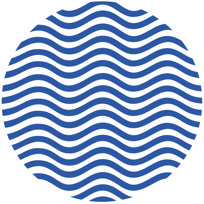 Blue wavy horizontal lines forming a circular pattern