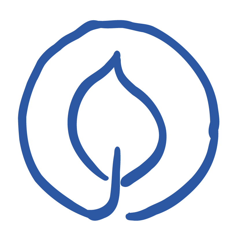 A blue hand-drawn candle inside a circle.