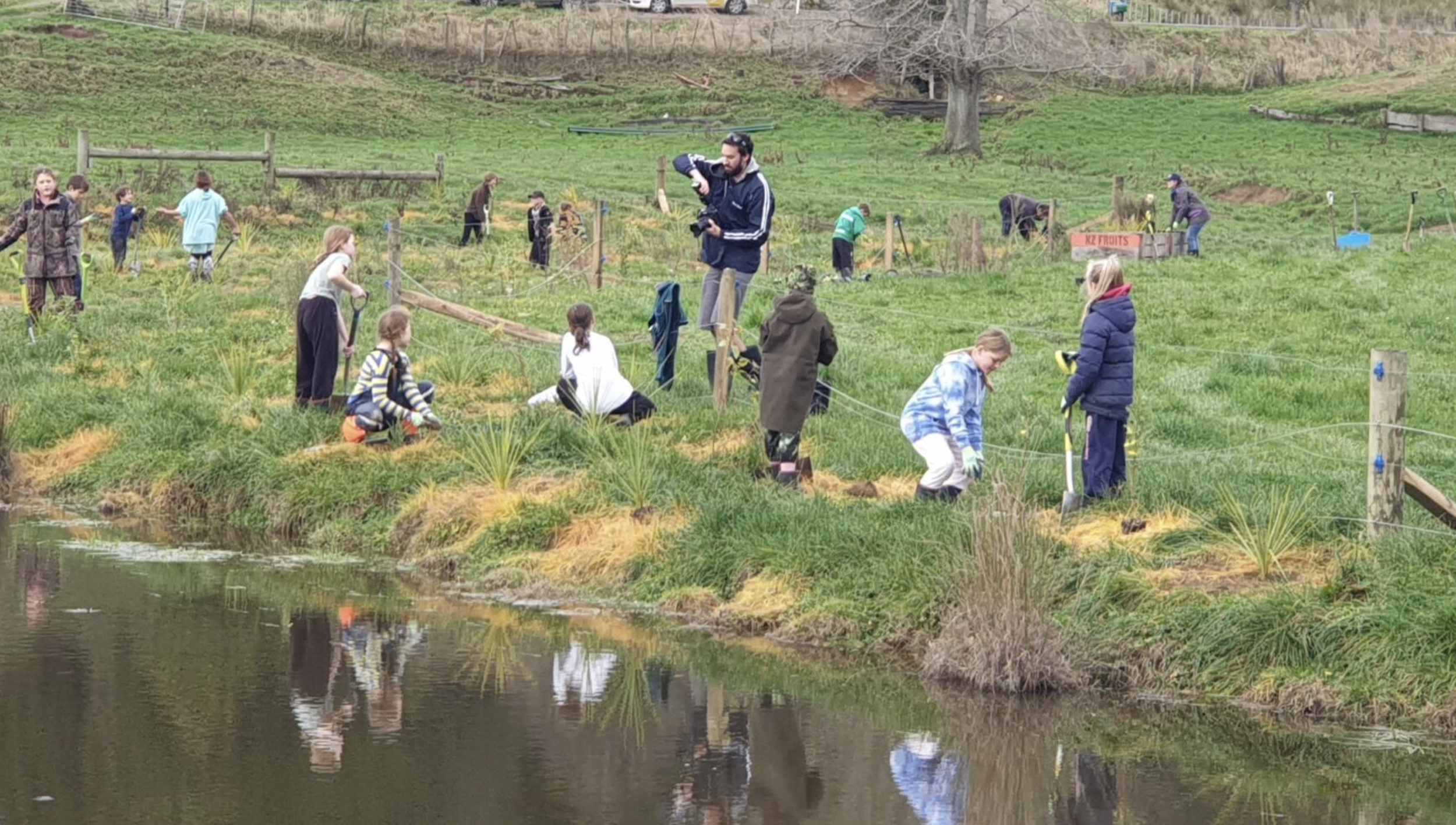 Motu Matawai Catchment Community weekend native planting and restoration with water monitoring with help from Leading from the Land Tairāwhiti engagement grant