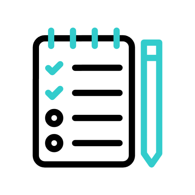 Checklist on notepad with three check marks and two unchecked circles, alongside a pencil.