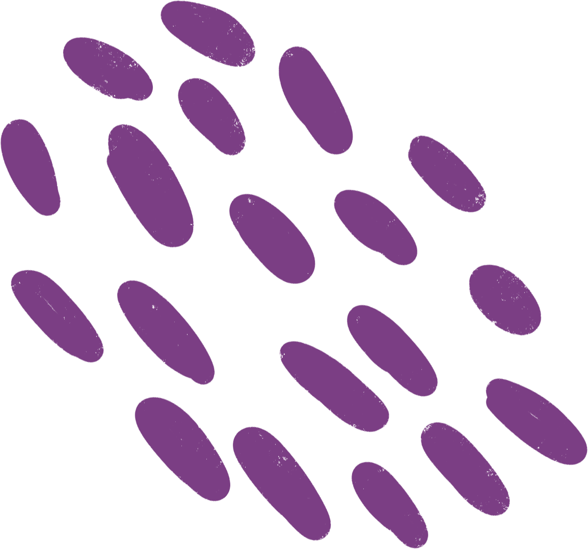 A pattern of purple, elongated oval shapes scattered randomly on a black background.