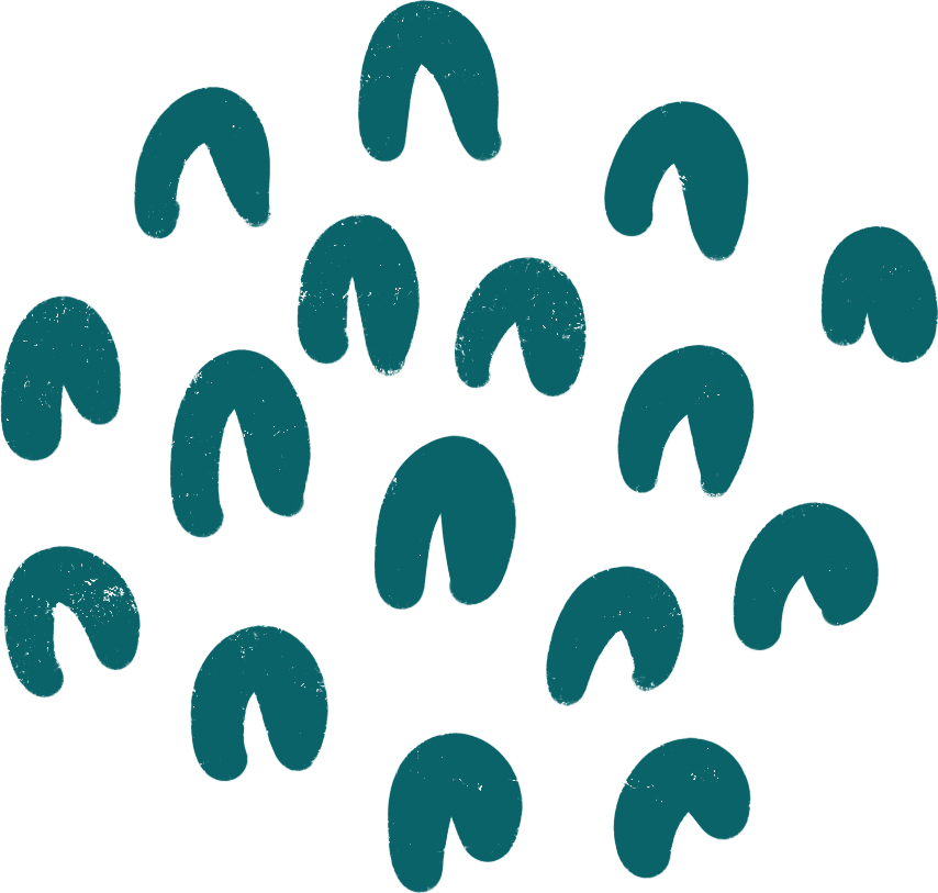 Multiple blue arch shapes arranged in a pattern.