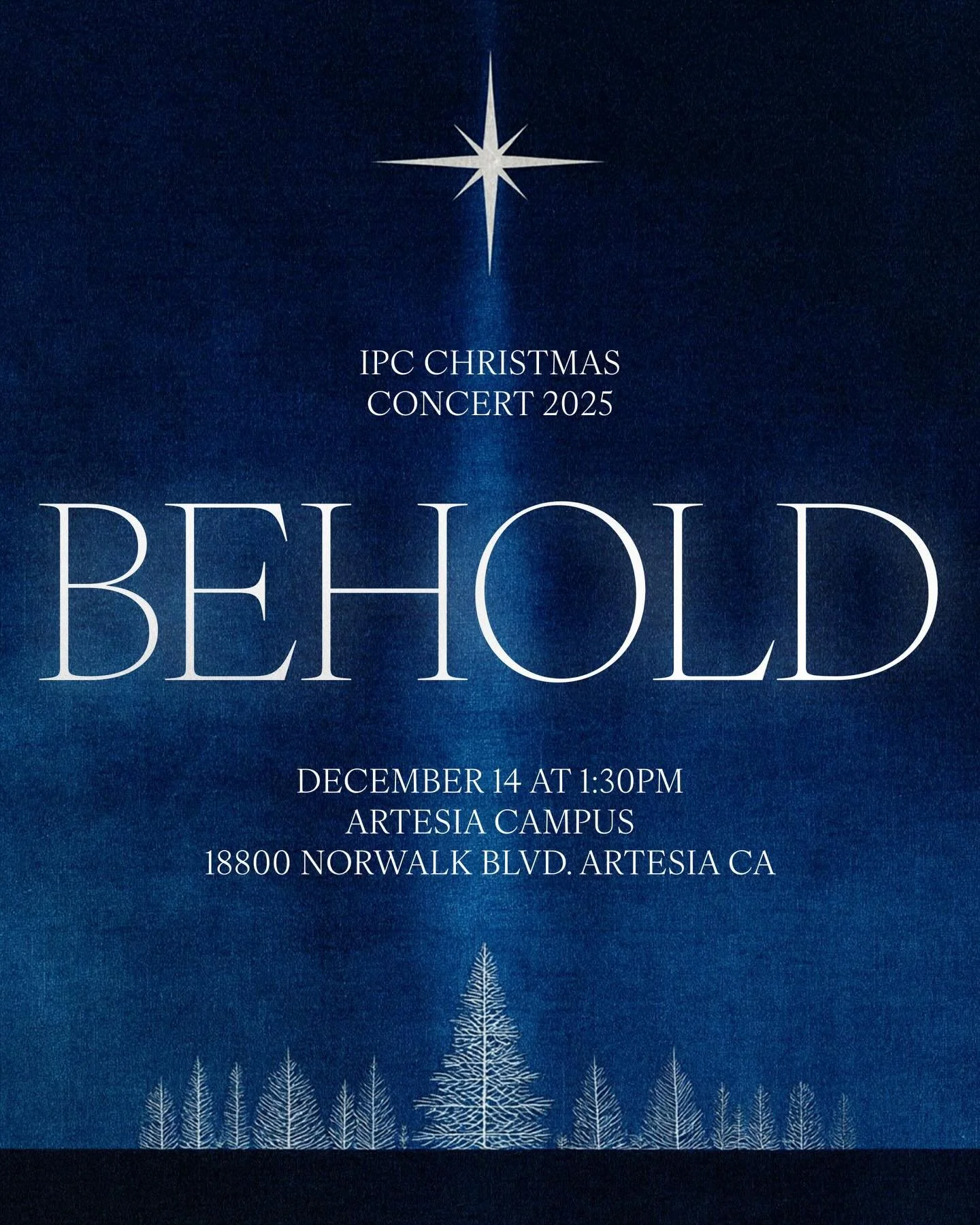 We invite you to join us this Sunday for our annual Christmas concert at the Artesia campus at 1:30 PM! Bring a friend!
