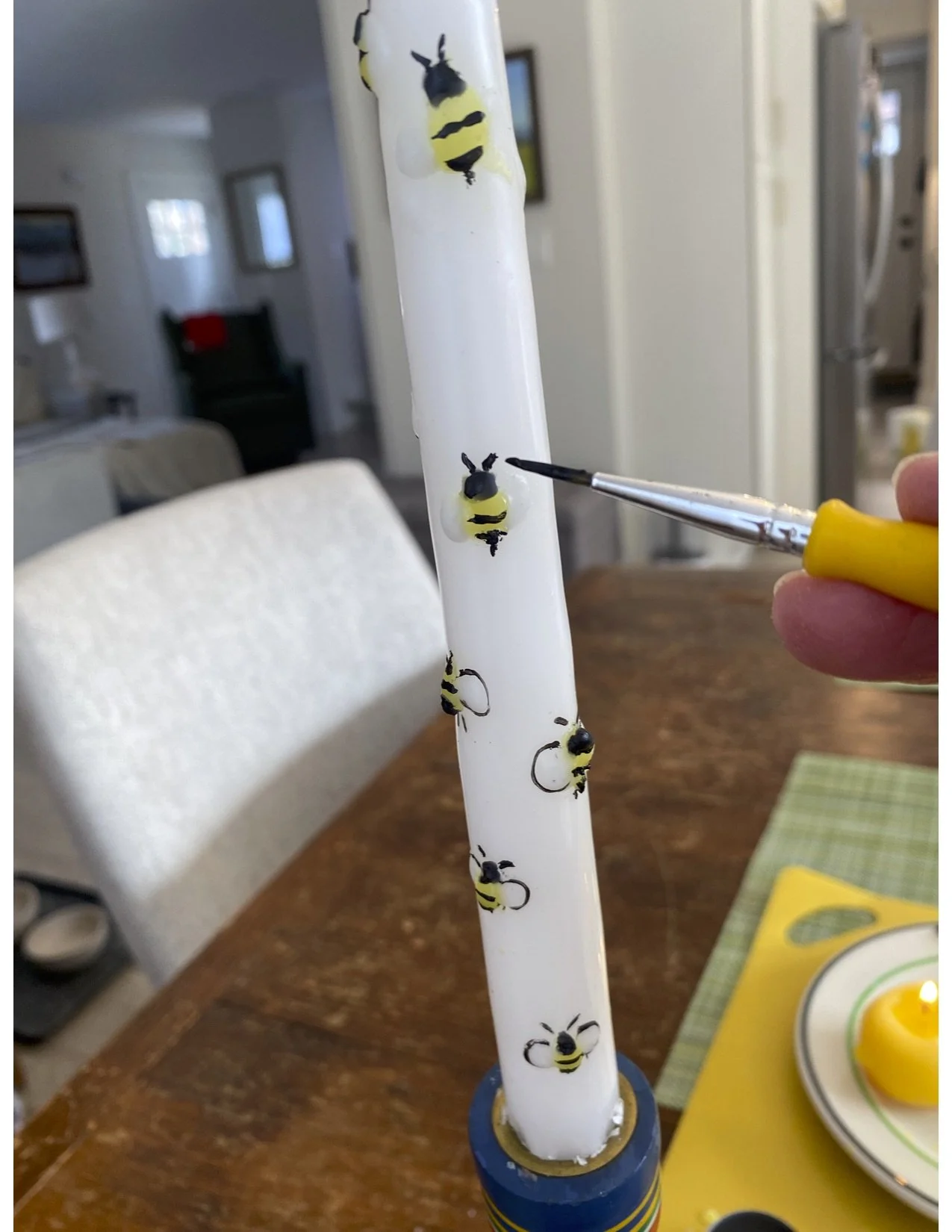 BEE careful I'm hot! Wax candle painting
