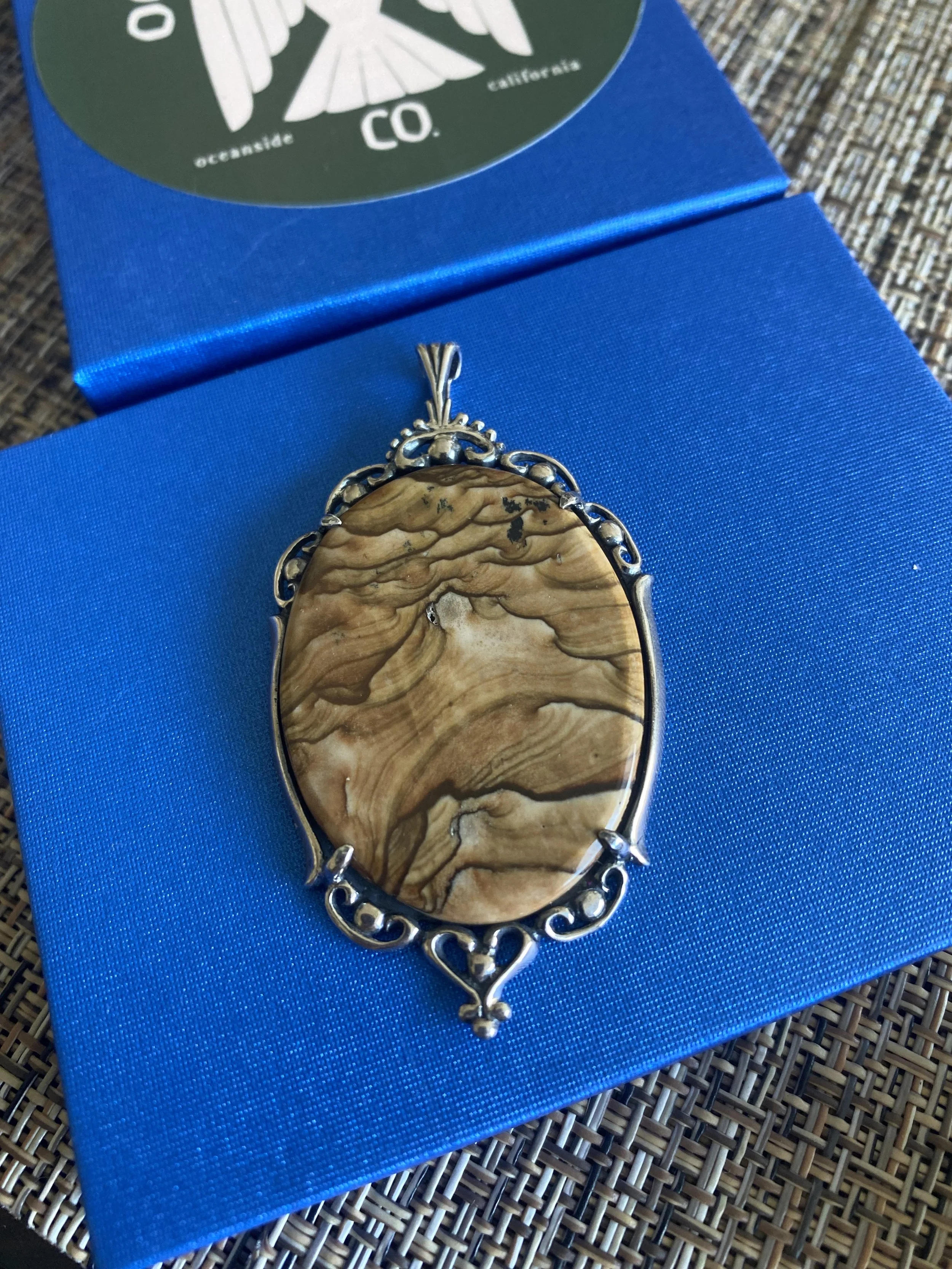 Old Stock Biggs Jasper Sterling Pendant