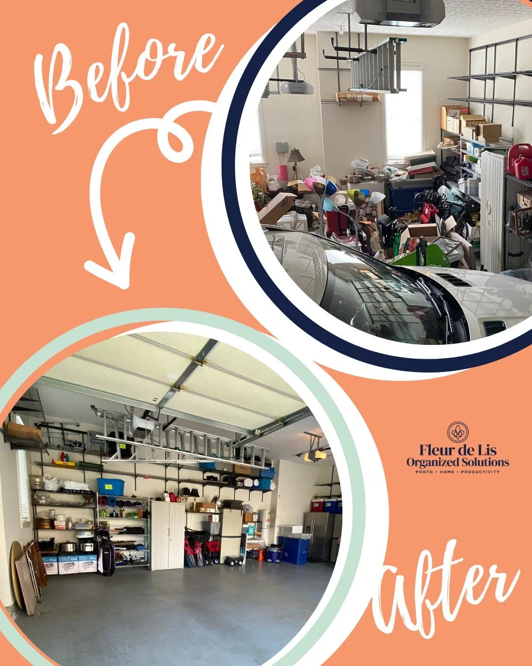 🚗 Before &amp; After: The Great Garage Overhaul! 

Out with the chaos, in with the clarity! 🙌
We cleared it all out, sorted every shelf, and reimagined the space from the ground up &mdash; literally.

By going vertical, we made use of every inch of