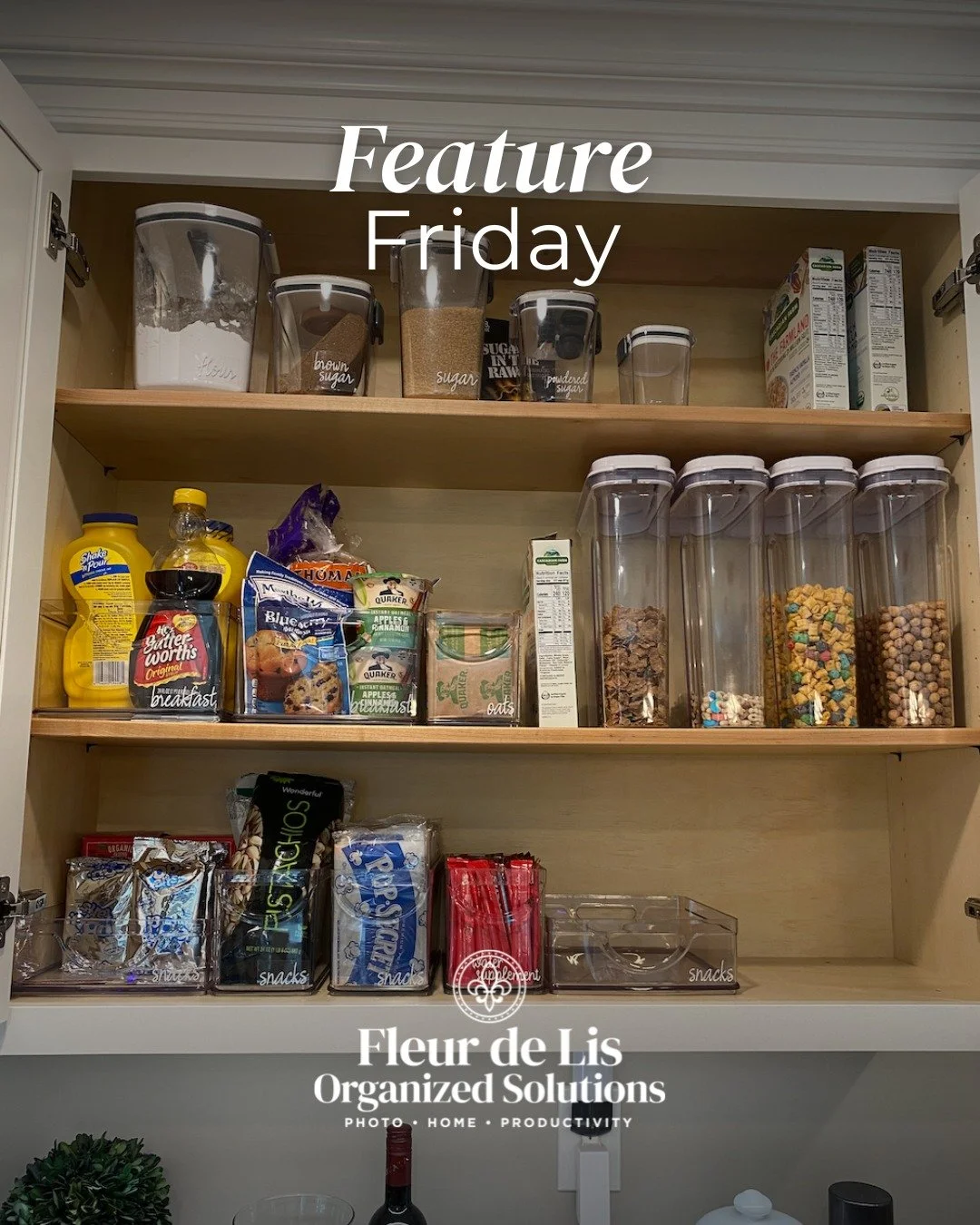 ✨ Feature Friday: The Pantry Glow-Up! ✨

This project was all about turning a cluttered kitchen pantry into a space that&rsquo;s both functional and beautiful! 

We started by transferring everything into clear bins and tall airtight containers &mdas