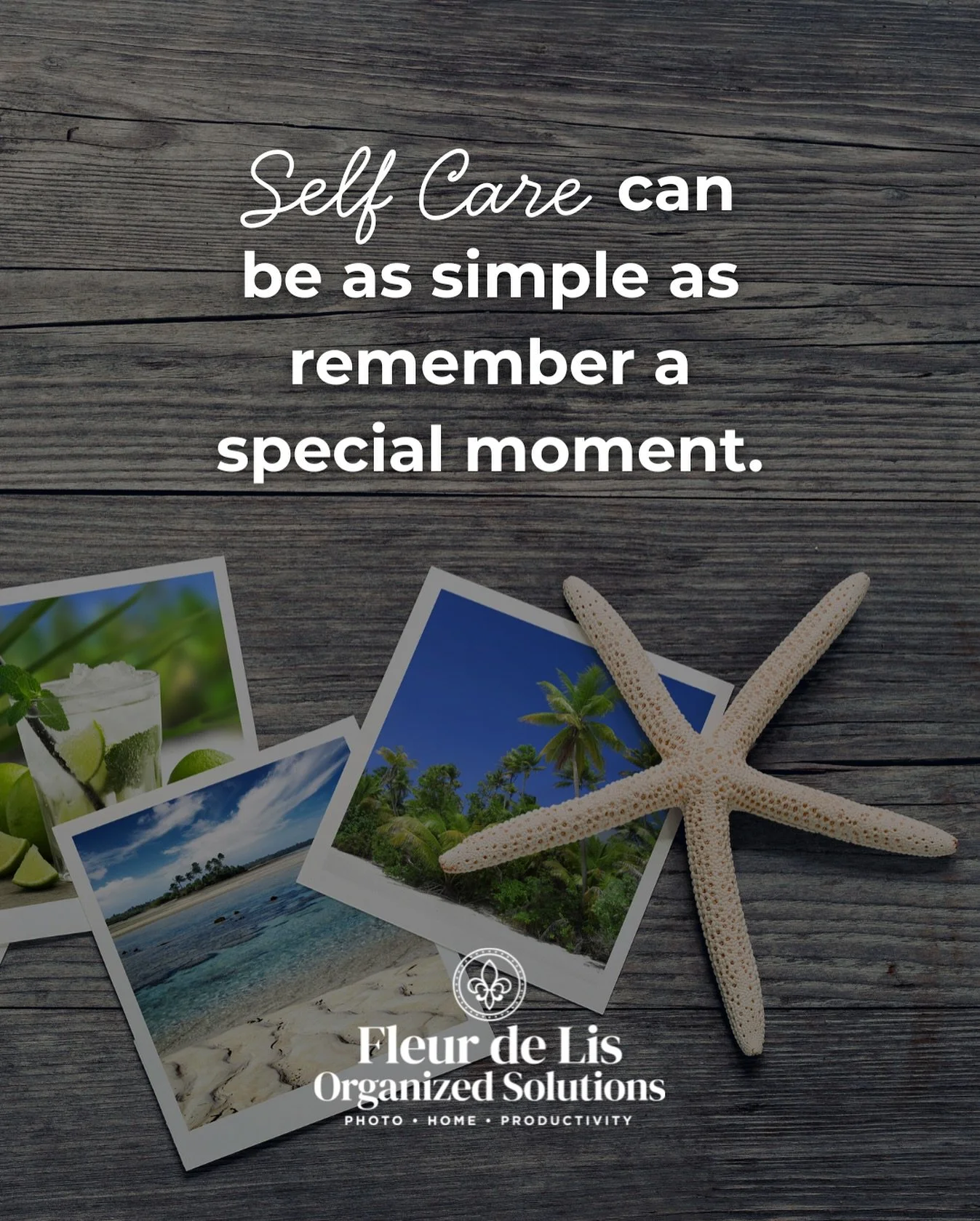 Self-care can be as simple as remembering a moment that made you feel alive.

Your challenge today, if you choose to accept, print one photo today and write a sentence about why it matters. Place it in a &ldquo;Memory Jar&rdquo; or keepsake box. Litt