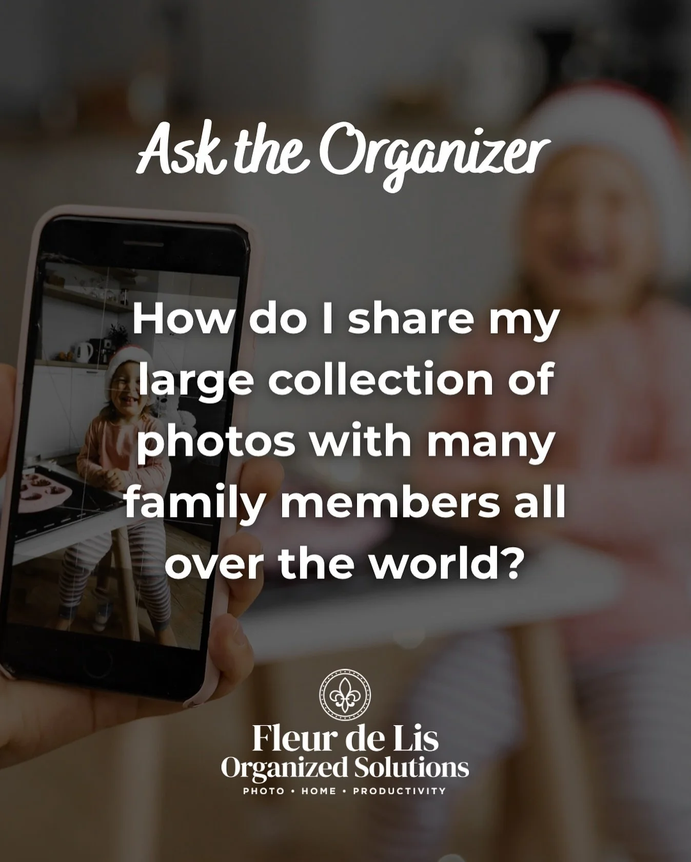 Ask the Organizer!

Q: I have a large collection of family photos. I know the exact dates of some of the photos, but only estimate dates for others. Many family members, all over the world would like to enjoy the collection. How do I share with other