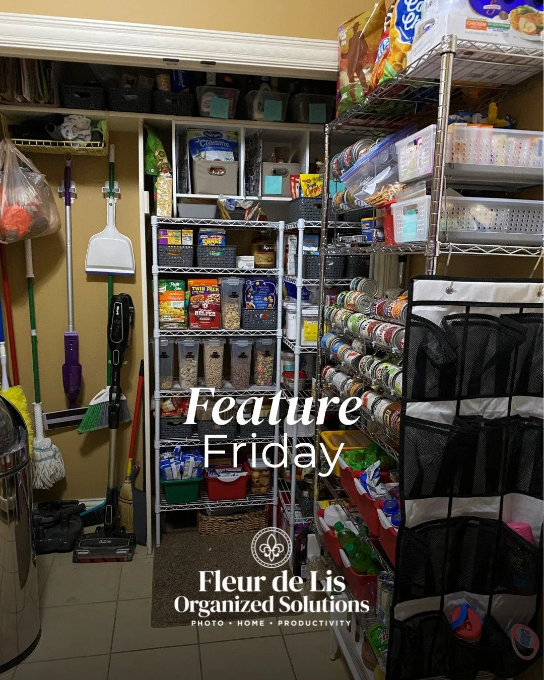 Feature Friday ✨ We loved this mudroom transformation!

This mudroom was doing double duty, but without a system, it felt more chaotic than helpful.

Extras were stacked wherever they fit. Pantry supplies were hard to see. Finding one item often mean