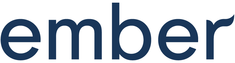 The word 'ember' written in blue lowercase letters.
